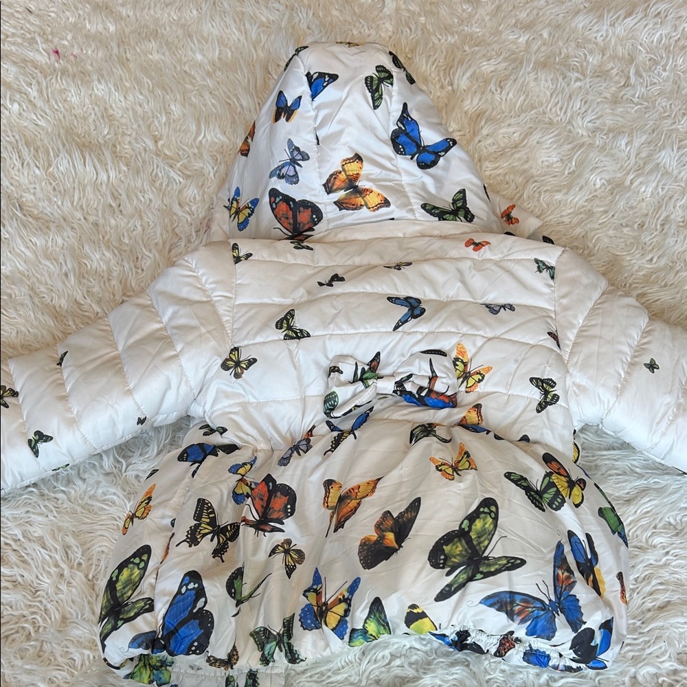 Kids Butterfly Print Puffer Jacket - Picture 6 of 7